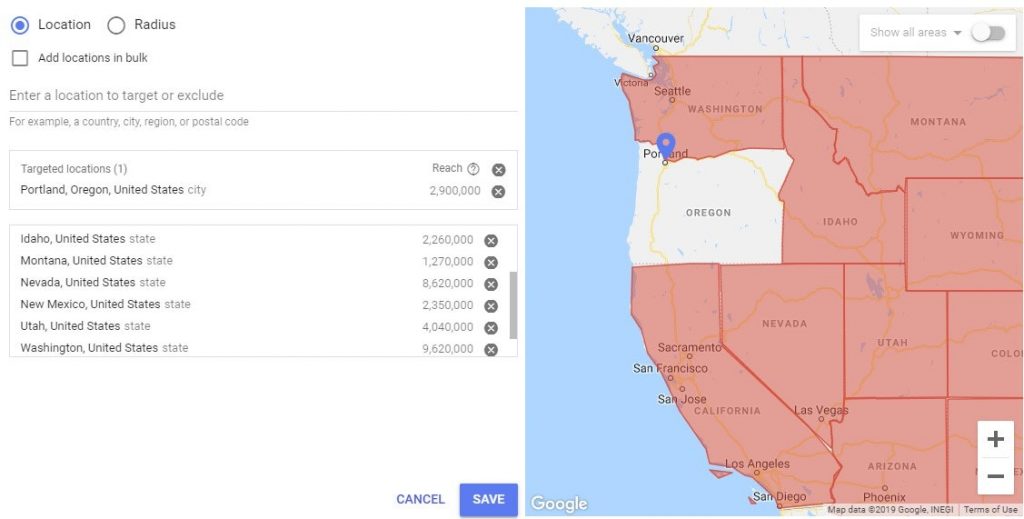 Ads-location-targeting